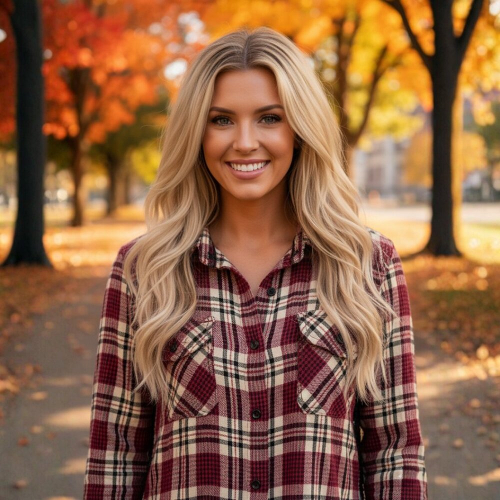 Blank Nyc Plaid Button Down With Sequin Back, Red… - image 1